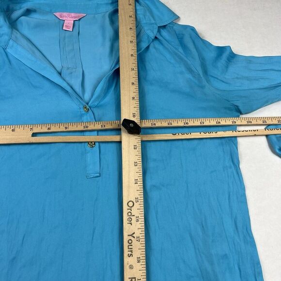 Lilly Pulitzer Womens Blue Long Sleeve Tunic Top Size Small Roll Tab Pullover - Picture 7 of 11